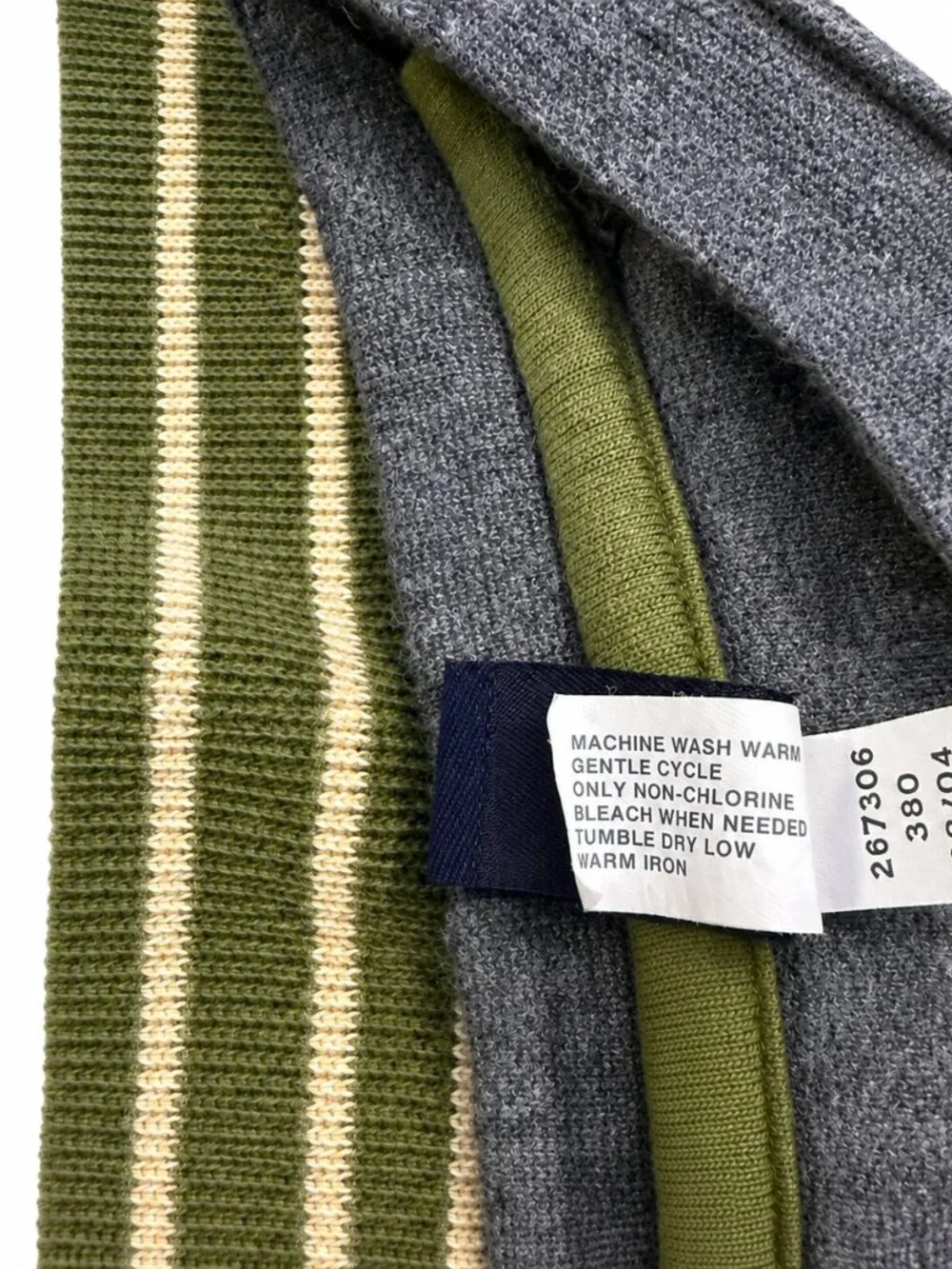 Baby Gap Toddler Striped Knit Sweater | Gray & Olive Green | Size 3 Years